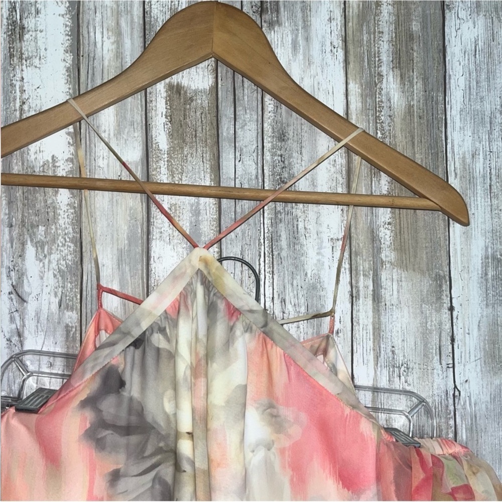 White House Black Market Watercolor Cold Shoulder Blouse - Picture 7 of 8